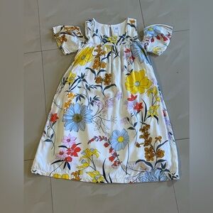 Gap Kids Floral Botanical Cold Shoulder Swing white floral Dress Size L